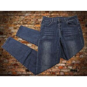 CCN Men's 34x32 Tailored Athlete Slim Leg Skinny Denim Dark Blue Jeans Pants EUC